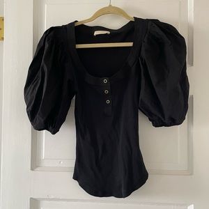 Ulla Johnson Black Puff Sleeve Top